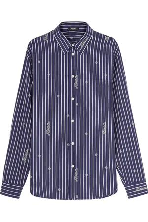 VERSACE Camisa con rayas estampadas y logo bordado