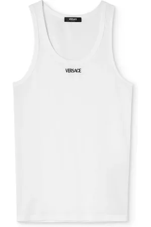 VERSACE Top tejido de canalé con logo bordado