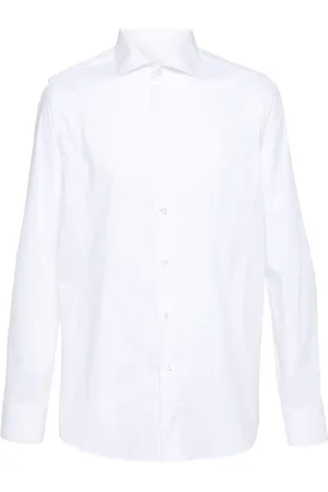 CANALI Camisa de popelina con cuello italiano