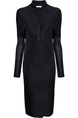 Salvatore Ferragamo Vestido midi tejido con cuello polo