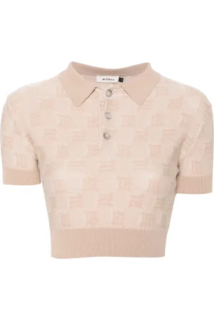 MISBHV Playera tipo polo corta con monograma en jacquard
