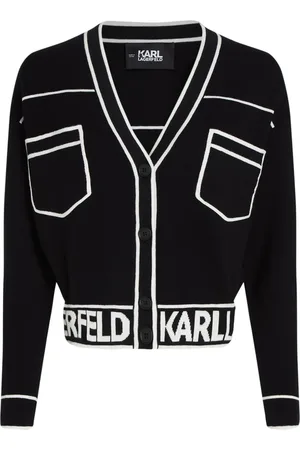 Karl Lagerfeld Cárdigan corto con logo en intarsia