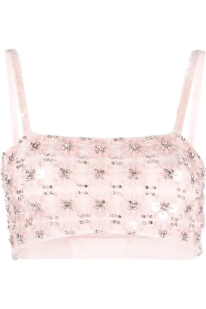 P.A.R.O.S.H. Top corto con detalles de strass