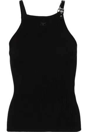 Courrèges Top de canalé con detalle de hebilla