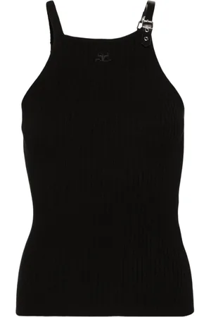 Courrèges Top de canalé con detalle de hebilla