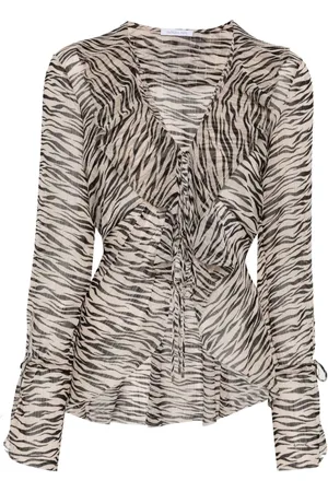 Patrizia Pepe Blusa transparente con estampado de cebra