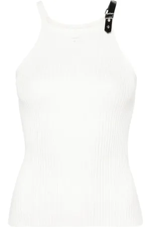 Courrèges Top de canalé con detalle de hebilla