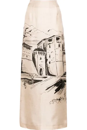 Alberta Ferretti Falda larga con estampado Castle