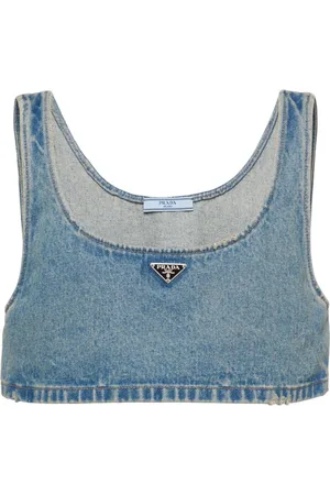 Prada Top corto de mezclilla con logo