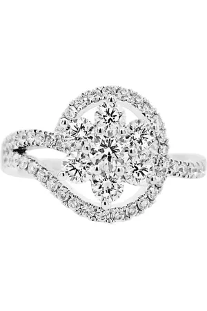 HYT Jewelry Anillo en forma de flor en platino con diamante