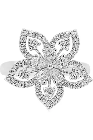 HYT Jewelry Anillo en forma de flor en platino con diamante