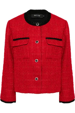 tout a coup Chamarra de tweed con ribete en contraste