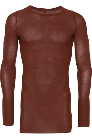 Rick Owens Playera de tejido fino de canalé manga larga