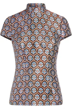 Etro Top manga corta con motivo floral en jacquard