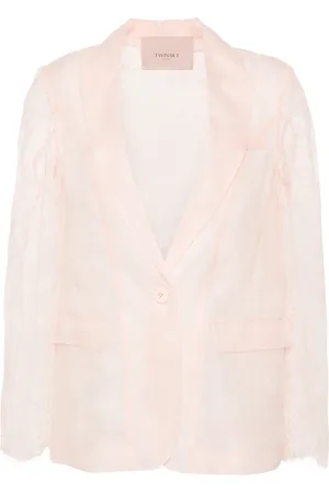 Twin-Set Blazer con botones y encaje floral