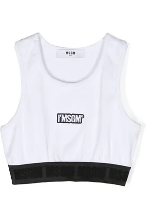 Msgm Top corto de tejido fino con parche del logo