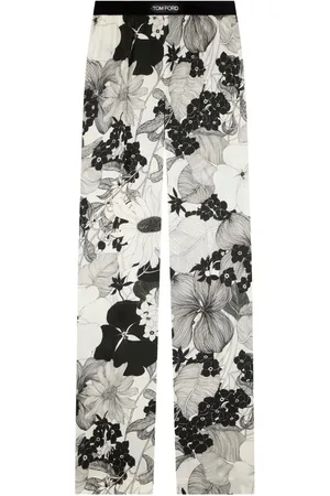 Tom Ford Pantalones con logo en la pretina y estampado floral