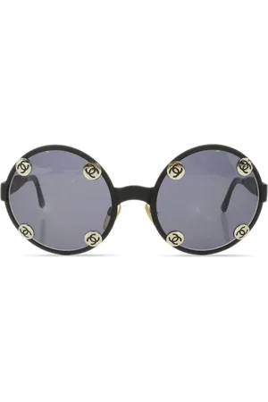 CHANEL Lentes de sol con armazón redonda y logo CC