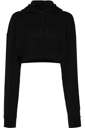 MUGLER Hoodie corta con logo en relieve