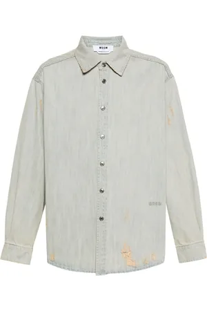 Msgm Camisa de mezclilla con efecto envejecido
