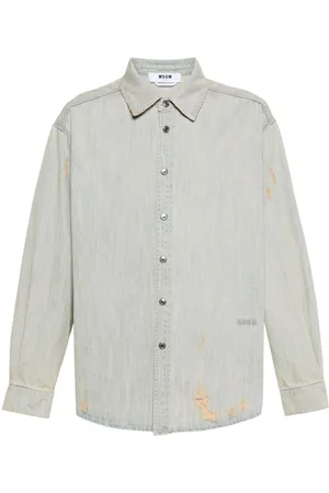 Msgm Camisa de mezclilla con efecto envejecido