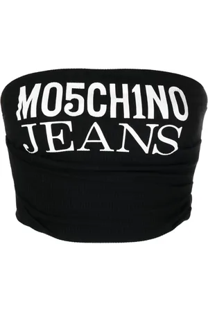 Moschino Top corto con diseño drapeado y logo estampado