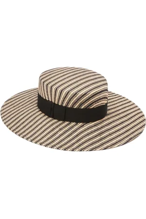 Nina Ricci Sombrero canotier de rafia con motivo de rayas