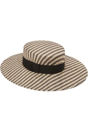 Nina Ricci Sombrero canotier de rafia con motivo de rayas