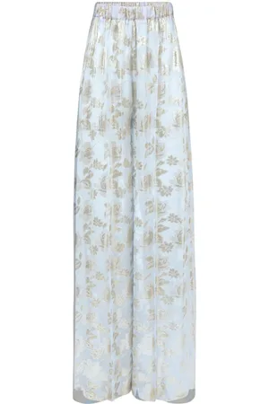 Nina Ricci Pantalones palazzo con motivo floral en jacquard