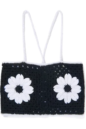 Nessi Byrd Top de crochet con detalle de lentejuelas