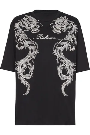 Balmain Playera con dragón bordado