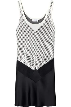 OFF-WHITE Vestido corto estilo satinado a capas