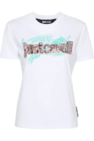 Roberto Cavalli Playera con logo estampado