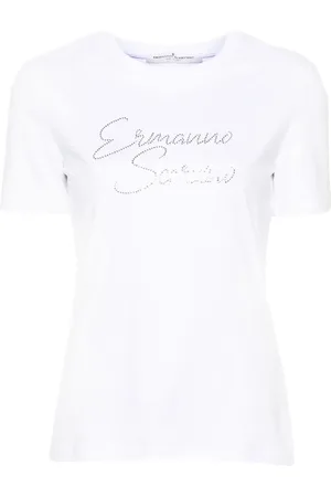 ERMANNO SCERVINO Playera con logo y detalles de cristal