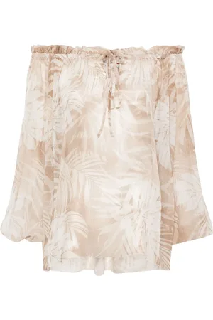 Ermanno Firenze Blusa georgette con hoja estampada