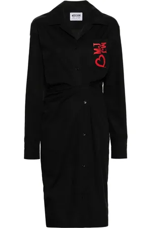 Moschino Vestido midi de popelina con logo bordado