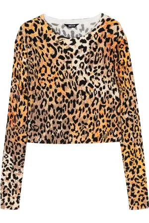 Roberto Cavalli Top tejido con animal print