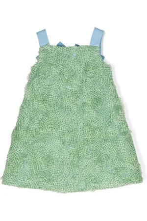Mimisol Vestido acampanado con aplique floral