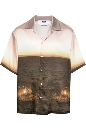 Msgm Camisa satinada con estampado gráfico