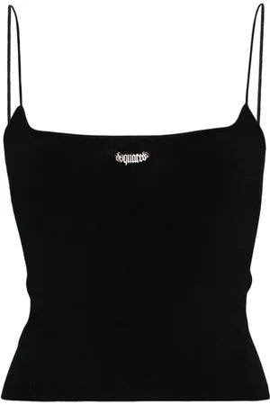 Dsquared2 Top tejido corto con placa del logo