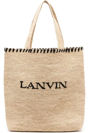 Lanvin Tote de rafia con logo bordado