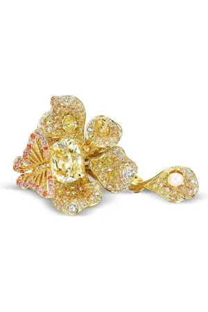 Anabela Chan Anillo Canary Peony Butterfly en oro amarillo vermeil de 18kt con gema