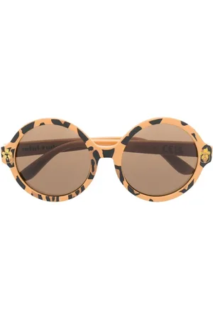 Mini Rodini Lentes de sol con armazón redonda y estampado de leopardo