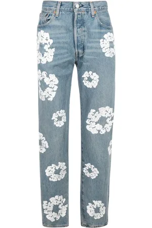 DENIM TEARS Jeans rectos con estampado Cotton Wreath de x Levi