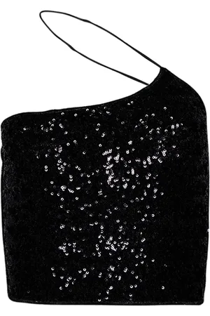 Oseree Top corto bordado con lentejuelas
