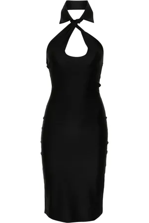 COPERNI Vestido midi con diseño satinado y cuello halter