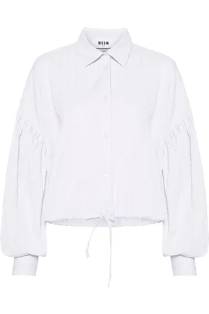 Msgm Camisa seersucker con cordones en el dobladillo