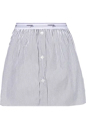 HOMMEGIRLS Falda corta acampanada con rayas estampadas