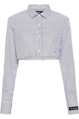 HOMMEGIRLS Camisa con logo bordado y estampado de rayas
