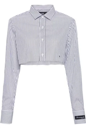 HOMMEGIRLS Camisa con logo bordado y estampado de rayas